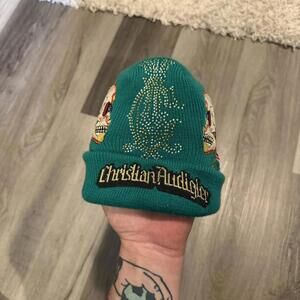 Christian Audigier kids beanie y2k skulls rare 00s Youth